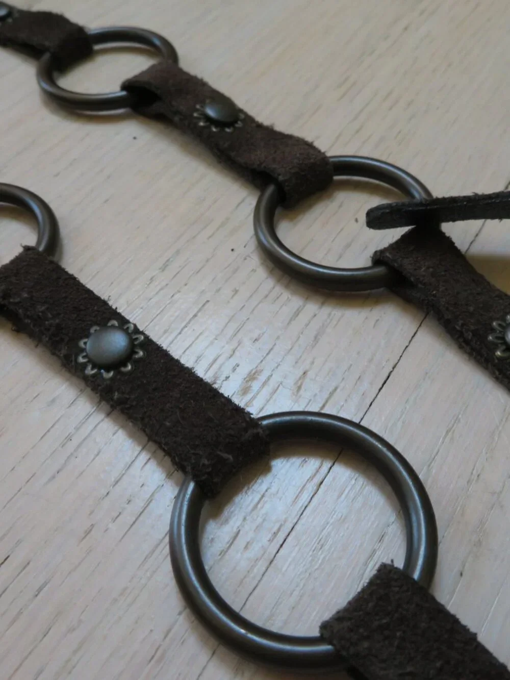 Brown Leather Ring Belt Sun Charms 38 inches Y2k Bratz Bronze